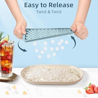 WIBIMEN Mini Ice Cube Trays, Small Tiny Round Pebble Crushed Nugget Ice Trays for Freezer with Lid - Chilling Drinks Coffee Juice(1 Pack/0.55In - Blue)