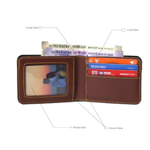 Image of Thebaegift Men's Personalized Wallet I Customized Slim Stylish Leather Purse with Name & Charm I Unique Birthday Anniversary Gift for Men Boy Love Husband Employees Clients (Brown Vegan)