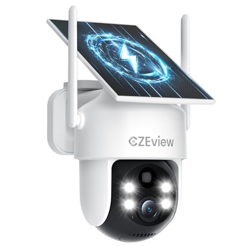 CZEview 4K 8MP Überwachungskamera Aussen Akku Solar, 100% Kabello...