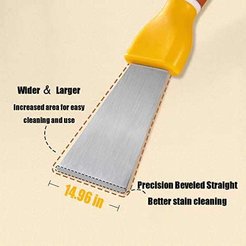 Image of Copper Wire Brush with Scraper - 2-in-1 Dual-Head Cleaning Tool for Kitchen, Bathroom, Garage and More - Ergonomic TPR Handle (Yellow)