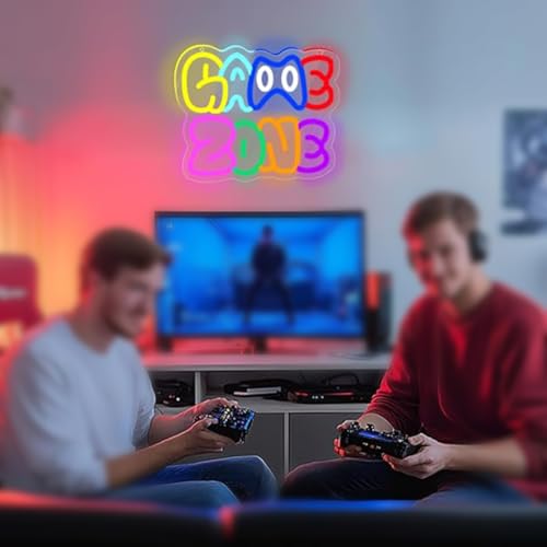 Image of LED Game Sign Game Zone Neon Signs Gaming Room Wall Art Decor Man Cave Lights Signs Gamer Home Bedroom Decoration USB Powered Brightness Adjustable