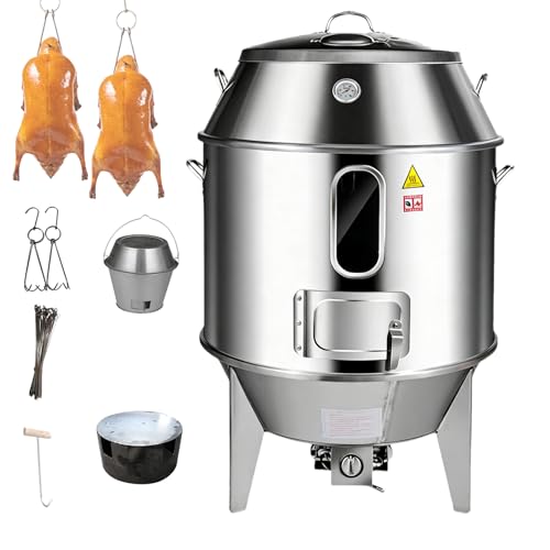 Horno asador de pato de carbón comercial de 31,5x31,5x53 pulgadas, máquina for asar parrilla de barbacoa de acero inoxidable for aves de corral, costillas, cordero, equipo de calidad
