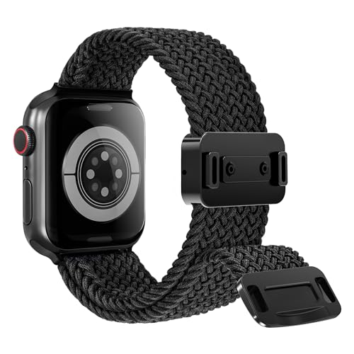 Arae Magnetic Stretchy Watch Band Compatible for Apple Watch Band 38mm 40mm 41mm,Comfortable Adjustable Straps Wristbands for iWatch Series 9 8 7 6 5 4 SE 3 2 1 Ultra 1 2 Women Men,Black