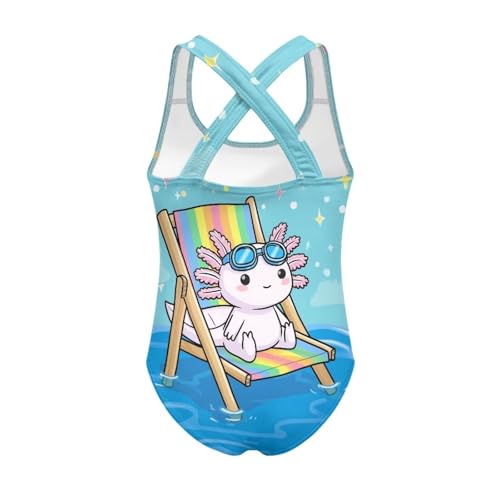 Image of WELLFLYHOM Girls Bathing Suits Size 5-14 One Piece Cross Back Swimsuit Sleeveless Full Coverage Swimwear for Beach Swimming