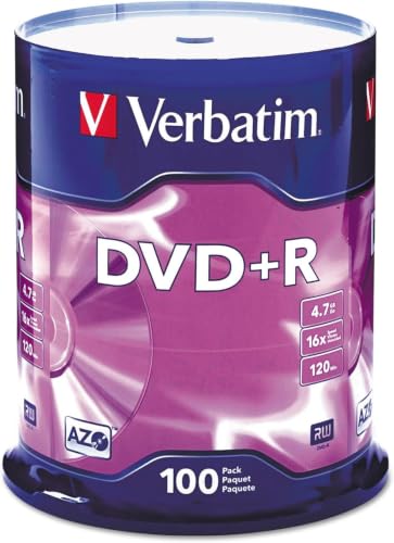Image of Verbatim DVD+R Blank Discs AZO Dye 4.7GB 16X Recordable Disc - Discs Spindle,Silver (Pack of 600)