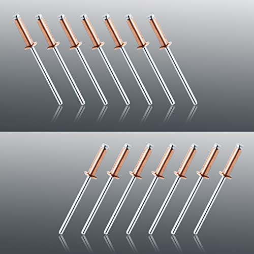 HARSKIYER 1/8\" x 1/2\" Red Copper Pop Rivets Assortment - 60Pcs, Aluminum Rivets Metal Blind Rivets Kayak Rivets Tool Marine rivet fasteners for Boat