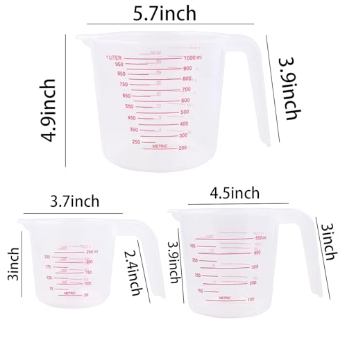 Juego de 6 vasos medidores plásticos resistentes miniatura 4