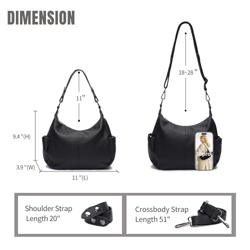 Image of Genuine Leather Purses for Women Hobo Crossbody Bags Casual Work Shoulder Bag with Adjustable Strap