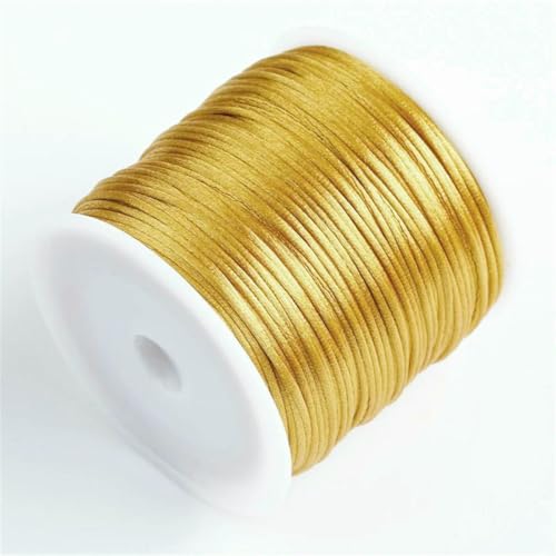 Hilo de Nailon de 1,5 mm con Nudo Chino, borlas y Cola de Rata para joyería, Pulseras Trenzadas, Abalorios, Color Amarillo Tierra, 2 Rollos, 50 m/Rollo