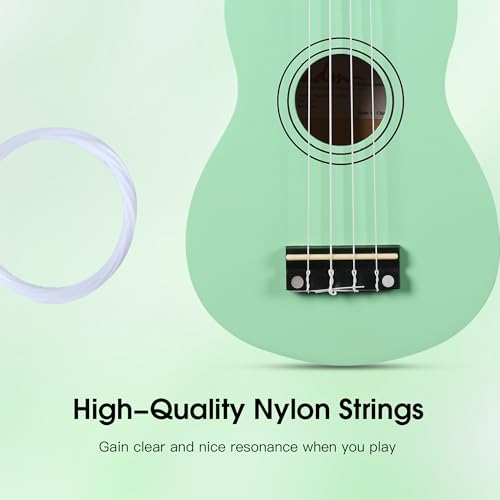 Image of ADM Ukulele for Beginners Hawaiian Wood Ukelele Kit for Kids Adult Student Starter Professional Ukalelee Pack Bundle with Free Lessons Gig Bag Strap Nylon String Tuner (Cyan Green, 21 Inch)