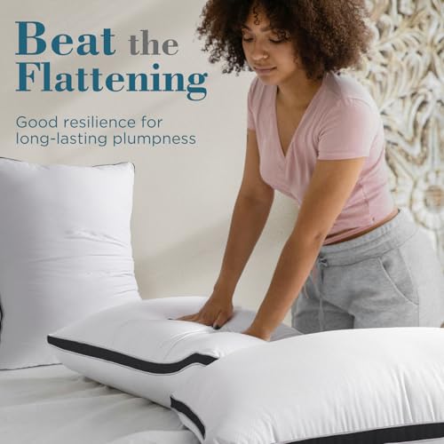Image of viewstar Pillows Queen Size Set of 2, Firm Support Bedding, Black | Down Alternative, Gusseted, Hotel Quality, Fluffy Plump Filling, Oeko-Tex Certified, Machine Washable, for Side Sleepers