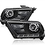 SPEC-D TUNING Black Retrofit Style Projector Headlights Head Lamps Compatible with 2010-2014 Ford Mustang, Left + Right Pair Headlamps Assembly
