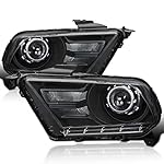 SPEC-D TUNING Black Retrofit Style Projector Headlights Head Lamps Compatible with 2010-2014 Ford Mustang, Left + Right Pair Headlamps Assembly