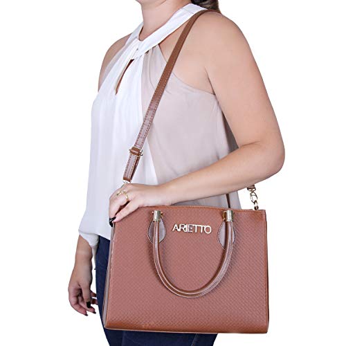 Kit Bolsa Baú Grande Trançada e Carteira Arietto Cor:Marrom