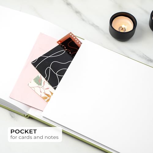 Image of Clever Fox Funeral Guest Book for Memorial Service w /Address, Olive | 10x7 in, 120 pages, Eco leather hardcover, Personalized celebration of life guestbook, Memory book & condolence register
