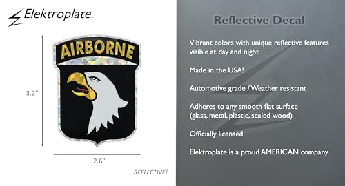 Image of Elektroplate Officially Licensed US Army 101st Airborne Screaming Eagles Reflective Decal (3.2 inch x 2.6 inch) | Premium Automotive-Grade Sticker for Car, Water Bottle, Devices & More | Made in the USA