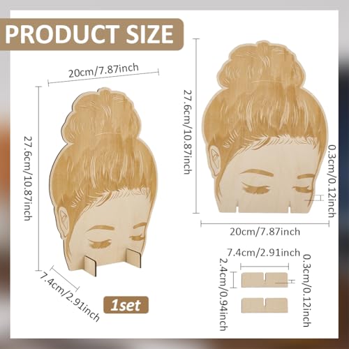 FINGERINSPIRE Wood Headband Display Cards Blanched Almond Hair Tie Holder Ear Warmer Prop Display Card Hair Bands Organizer Head Shaped Wooden Hair Band Display Stands Display Stands for Selling - Image 2