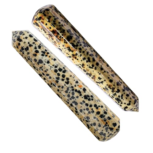 Image of Dalmatian Jasper Crystal Wand - Pointed Crystal Wand for Energy Healing, Chakra Balancing, Meditation and Home Decor - Crystals and Healing Stones for Gift
