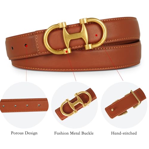 Image of Aurolran Women's Leather Belt with Buckle - Ideal for Dresses, Jeans, and Coats