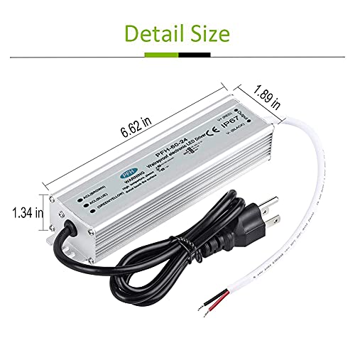 Image of EAGWELL Power Supply, IP67 Waterproof Power Transformer, 110V AC to 12V DC Converter with 3-Prong Plug, Low Voltage Driver for LED Strip Lights, Outdoor Lighting, Computer Projects (12V 60W)