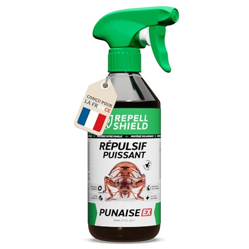 RepellShield® Spray Anti Punaise de Lit Naturel -500ml- Non Tachant, Sans Résidu, Prêt à l’Emploi - Barrière Répulsive à Base de Plantes pour Matelas,...
