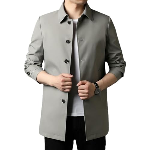 Trench mi-long homme gris L protège du vent printanier veste revers simple et fluide