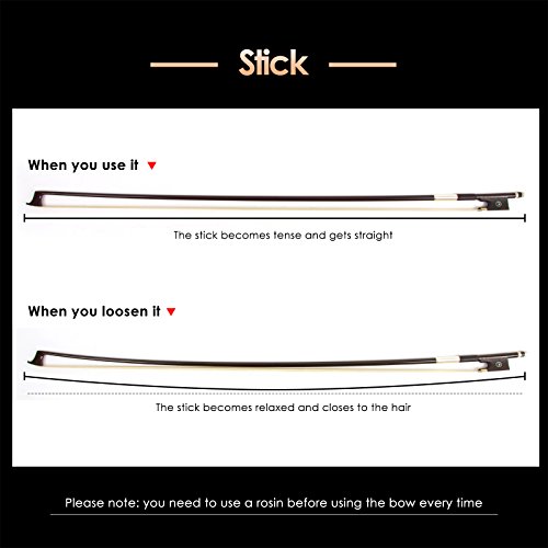 Image of Kmise Carbon Fiber Violin Bows: Lightweight Violin Bow 1 /2, Anti-Deformation Fiddle Bow, Ultra-Stretchy Horse Hair, Gift for Professional, Beginner, Adults, Kids Violins Practice (Coffee)