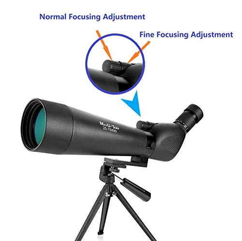 MaxUSee 25-75x80 Dual Focusing Zoom HD Waterproof Spotting Scope with Carrying Bag Phone Adapter, BAK4 Prism FMC Lens for Target Shooting Hunting Bird Watching Wildlife Scenery Moon Viewing