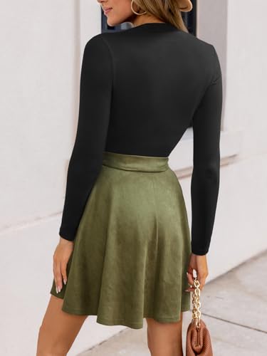 CUPSHE Women's Fall Dresses Long Sleeves Round Neck Casual Outfits A Line Work Belted Vacation Mini Sundress3