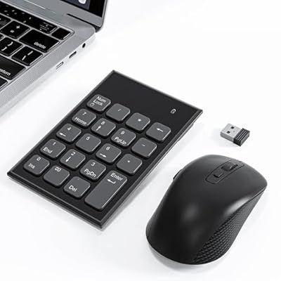 Wireless Number Pad and Mouse, Mini 2.4G 19 Key...