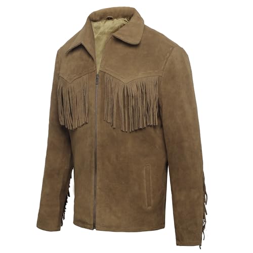 Image of Cowboy Western Jacket Classic Design with Fringe Accents Suede Fringe Leather Jacket Native American Jacket Men