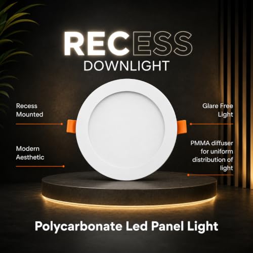Image of Instapower 18W Downlight | Natural White Round LED Panel Light | Polycarbonate Ultra Slim Recessed Ceiling Fixture LED (2-Year Warranty, Pack of 4)