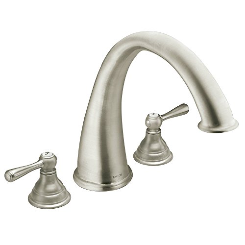 Super Brands Moen T920BN Kingsley Two-Handle Deck Mount Roman Tub Faucet Trim Kit, Valve Required, Brushed Nickel
