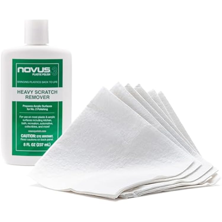 NOVUS Plastic Polish with 6ct Polish Mates Pack | Heavy Scratch Remover #3 | 8 Ounce Bottle