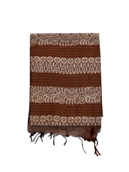 Handloom Tussar Batik Print Saree with Blouse Piece-picture-24