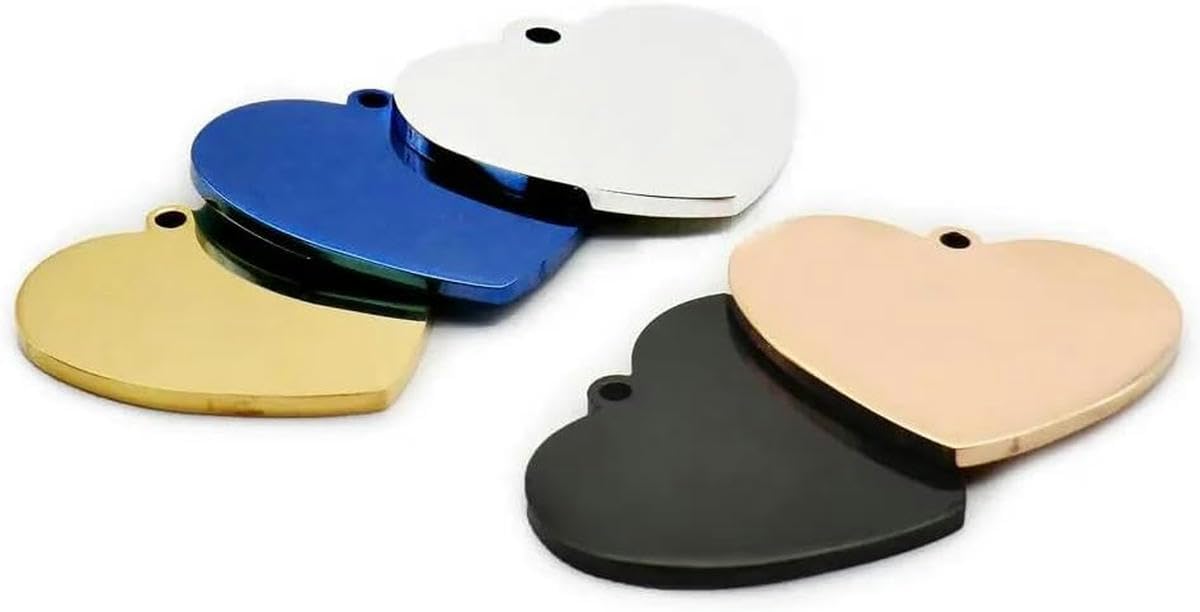 100 pezzi in acciaio inossidabile a forma di cuore ID tag vuoto per animali domestici tag ciondolo personalizzato per cani e gatti tag personalizzato inciso collare per animali domestici tag targhett