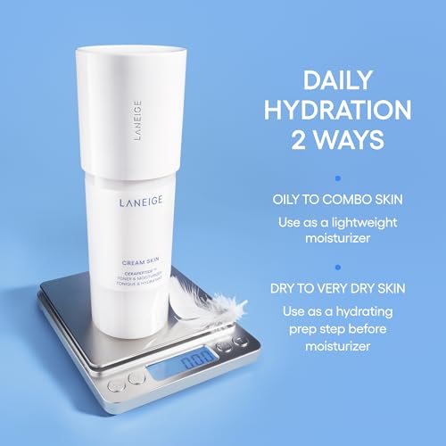 Image of LANEIGE Cream Skin Toner & Moisturizer: Lightweight Refillable Korean Milky Toner with Ceramide & Peptide for Hydration, Firming, & Barrier Support