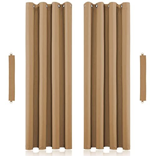 John Aird Eyelet Thermal Energy Saving Blackout Curtains Inc Tie Backs (Natural, 117cm Width x 137cm Drop (46"x 54")