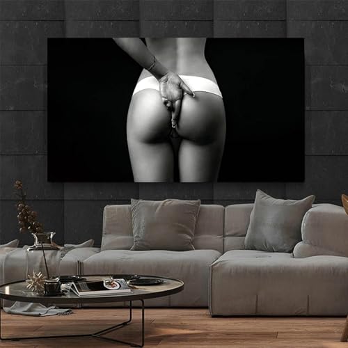 Peinture artistique nue fesses sexy affiche en toile noir et blanc pour chambre 35x50cm