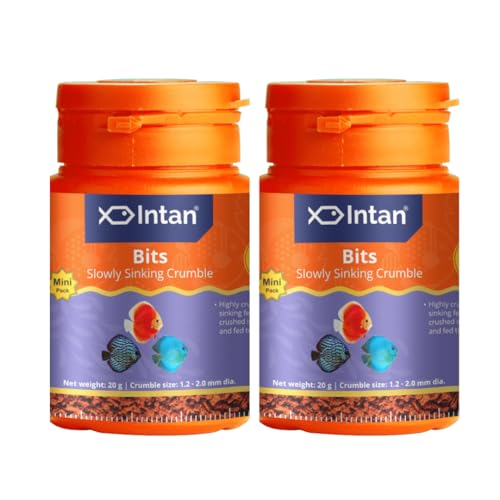 Image of Fisher Men Intan Bits Slow Sinking Fish Food | Crumble for Discus, Danios, Barbs & Rainbows | Mini Pack 20 Gm Each, Size 1.2 to 2.0 mm Dia, Pack of 2