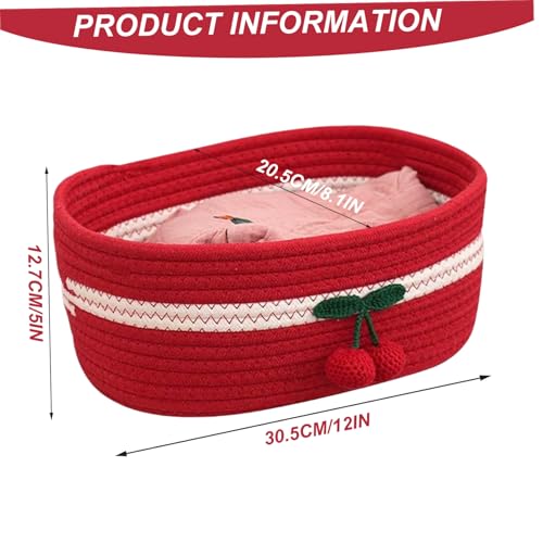 Joli panier de rangement cerise aux finitions soignées pour bébé