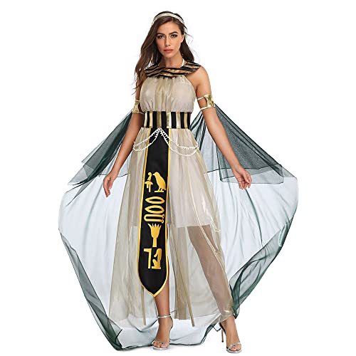 Image of Ulalaza Women's Cosplay Costume Cleopatra Greek Goddess Ancient Roman Warrior Uniform Outfit for Halloween Party