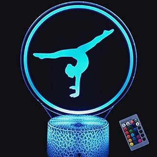 3D Gymnastics Night Light 16 Colors Changing Remote Control USB Power Touch Switch Decor Lamp Optical Illusion Lamp LED Table Desk Lamp Children Kids Christmas Brithday Gift