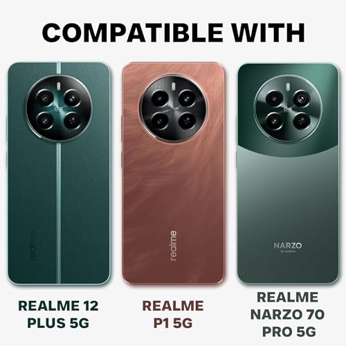 Image of RIGGEAR Sleek Back Cover Case Compatible with Realme 12 Plus 5G, Realme Narzo 70 Pro 5G, Realme P1 5G (TPU+PC | Black CF)