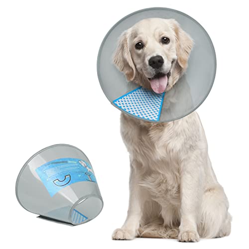 Image of Supet Dog Cone Collar Adjustable After Surgery, Comfortable Pet Recovery Collar & Cone for Large Medium Small Dogs, Elizabethan Dog Neck Collar Plastic Practical