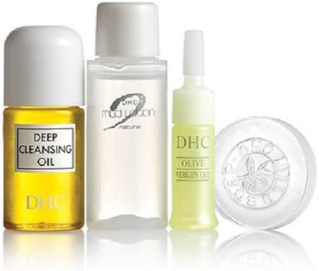 DHC Olive Essentials Travel Set, Japanese 4-Step Routine, Deep Cleansing Oil, Mild Soap, Mild Lotion, Olive Virgin Oil, Fragrance and Colorant Free, Ideal for All Skin Types