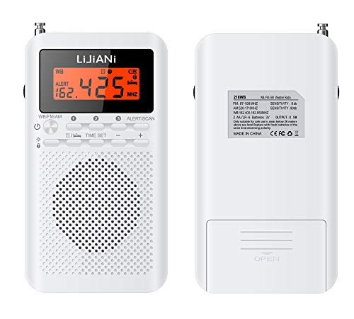 Pocket Weather Radio Noaa/Am/Fm Powered By 2 Aa Emergency Portable Transistor With Lcd Display Digital Alarm Clock Sleep Timer, Best Reception Longest Lasting,Built In Speaker,Battery Operated #TOP3