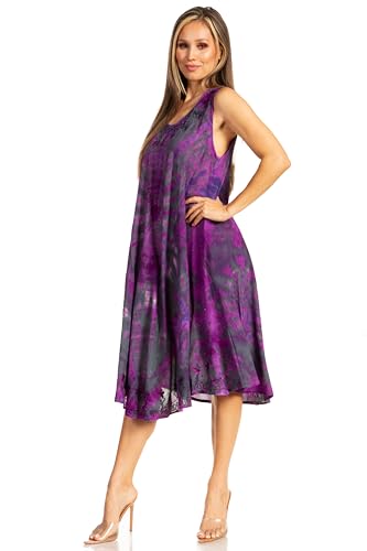 Sakkas Nora Sleeveless Embroidered Short Tie Dye Caftan Dress/Cover Up3