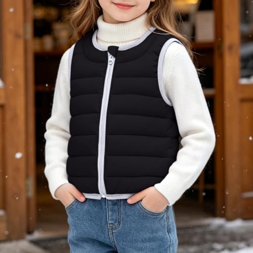 Girls Puffer Vest Lightweight Sleeveless Collar Zip Packable Winter Jacket - image 2