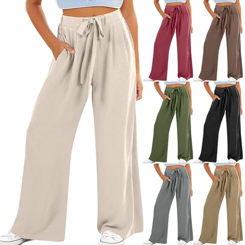 Girls Baggy Soft Sweatpants Long Drawstring Palazzo High Waist Wide Leg Trousers Teen Bottoms Flowy Sport Athletic